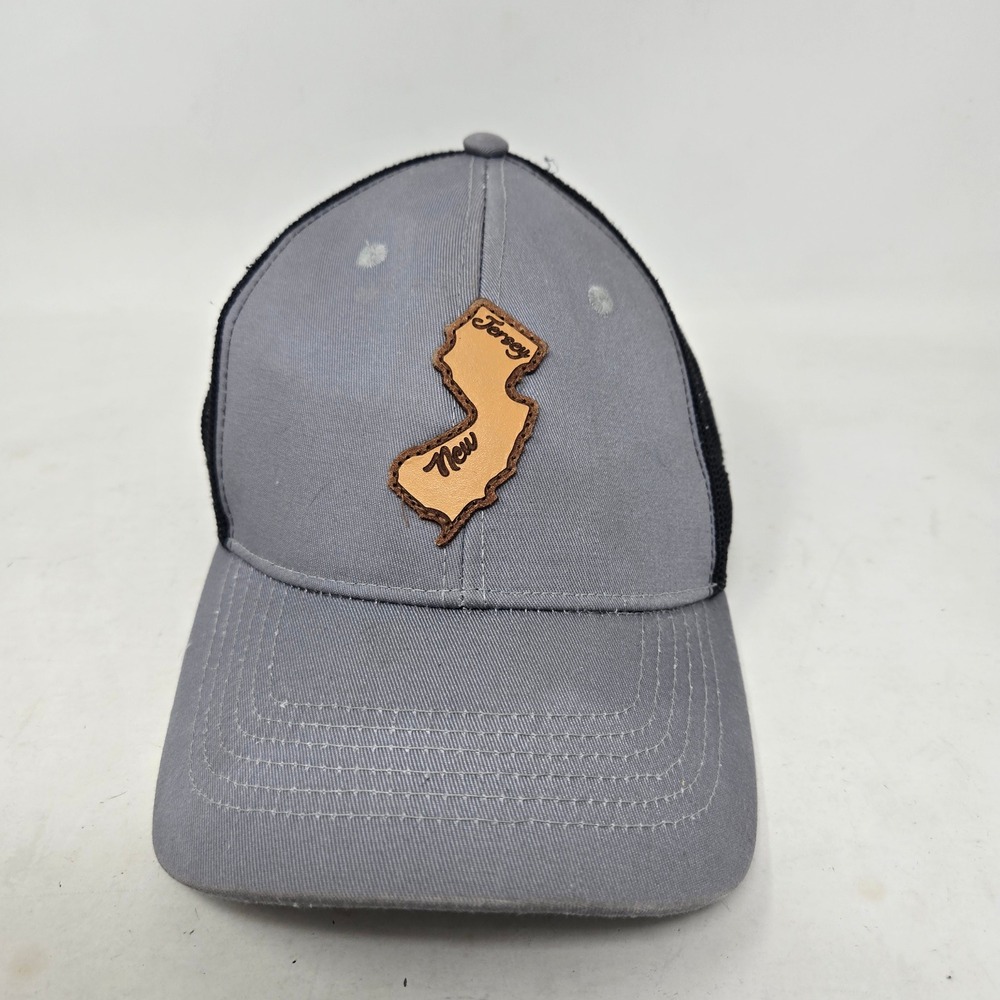 New Jersey Wood Patch Trucker Hat Grey Black Snapback Mesh Cap DK Caps
